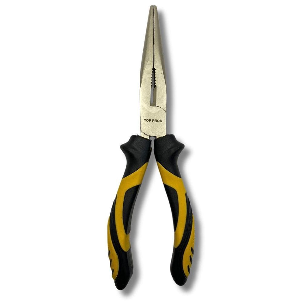 Alicate Bico Longo Reto 8 Meia Cana Niquelado Aço Carbono