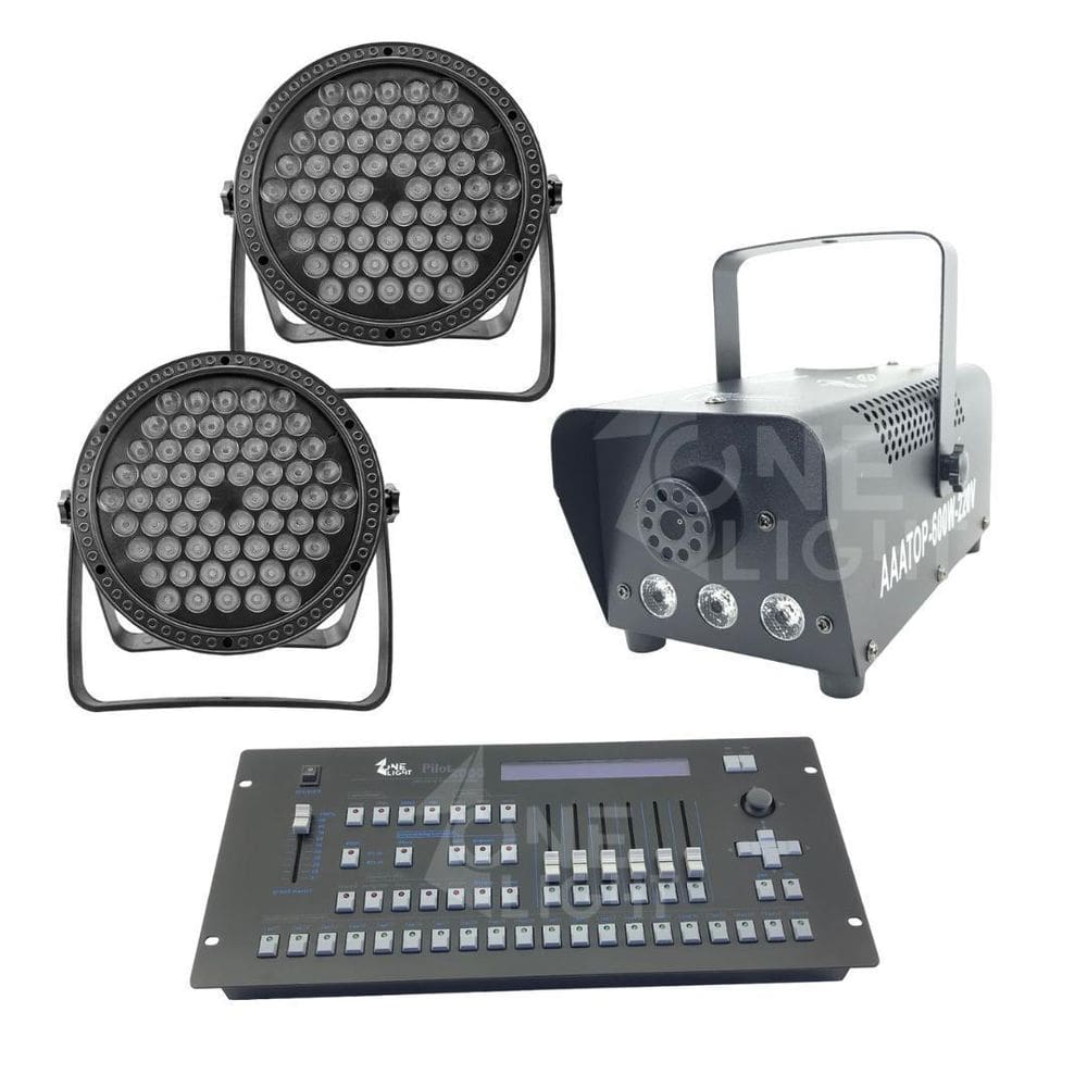 Kit 2 Par Led Slim Rgb + Máquina De Fumaça 600W + Mesa Pilot
