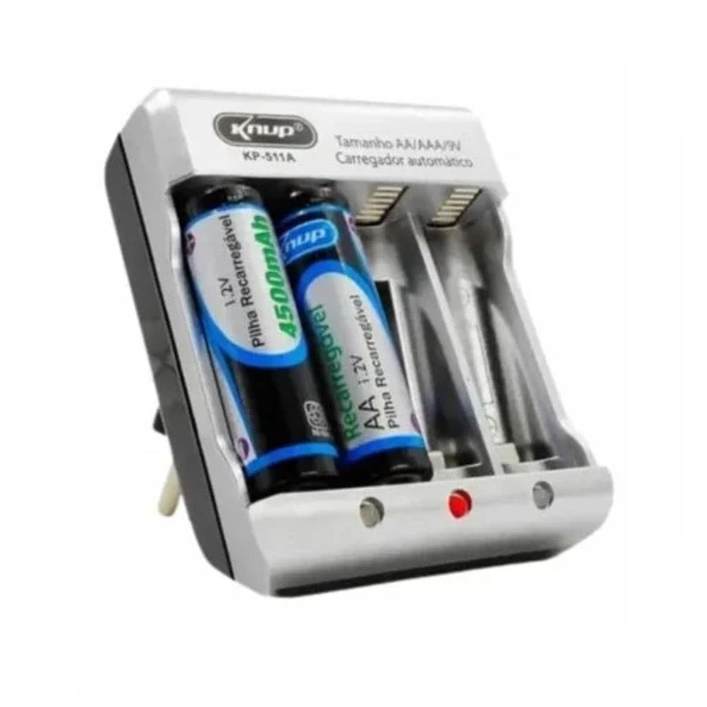 Carregador de Pilhas +2 Pilhas Recarregaveis AA