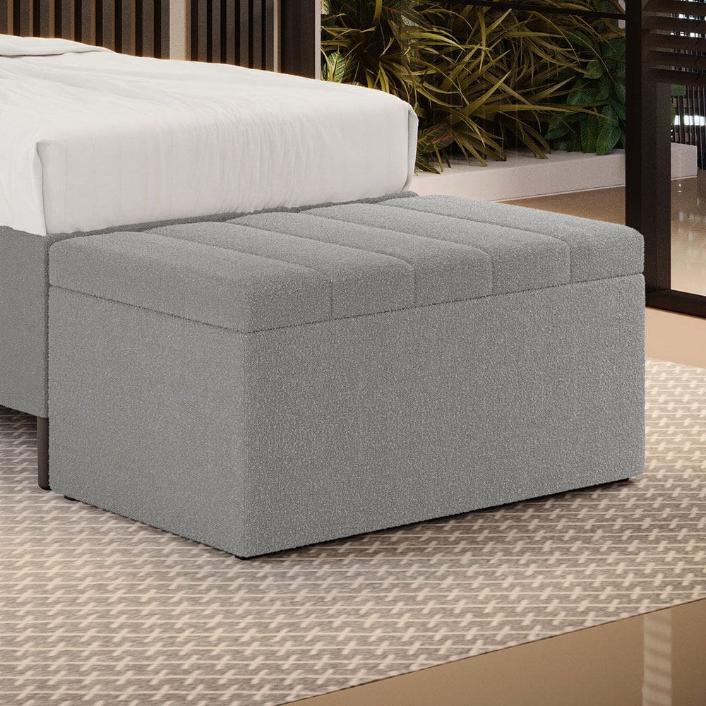 Calçadeira Baú Navi Para Cama de Solteiro 90cm no Tecido Bouclê - Conforto e Elegância Aradecor