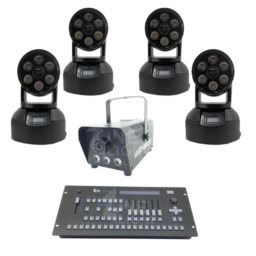 Kit 4 Mini Moving Wash + Máquina De Fumaça + Mesa Pilot