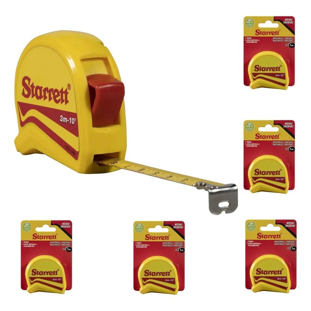 06 Trenas 3 Metros De Bolso Mm/pol Aço Starrett Kts12-3me-s