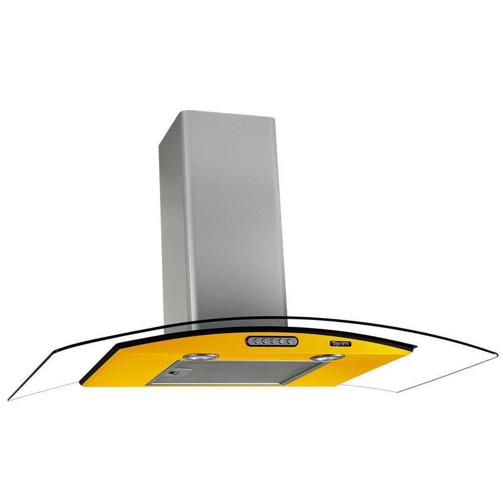 Coifa Terim Vidro Curvo Duto Slim Inox 70 cm Amarelo 110V