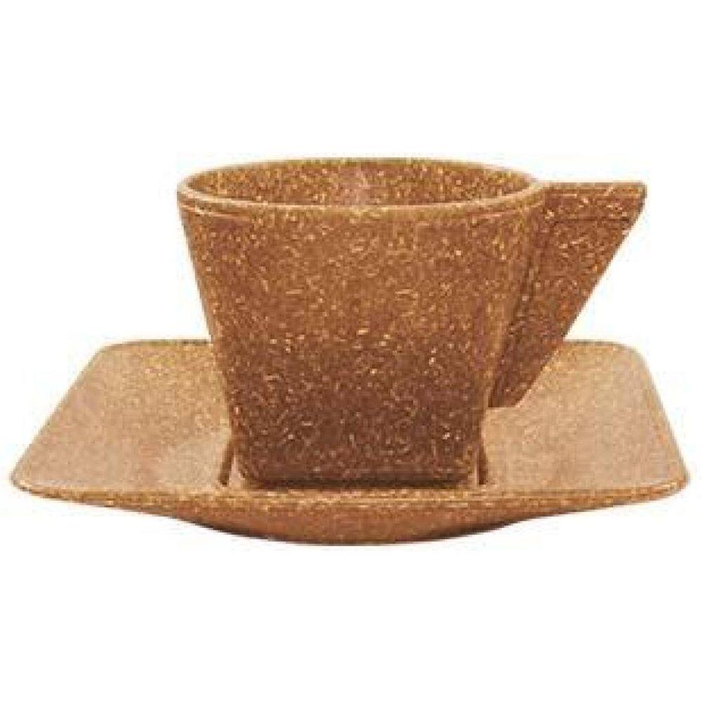 Kit 6 Xícara E Pires 50Ml Fibra Madeira Green