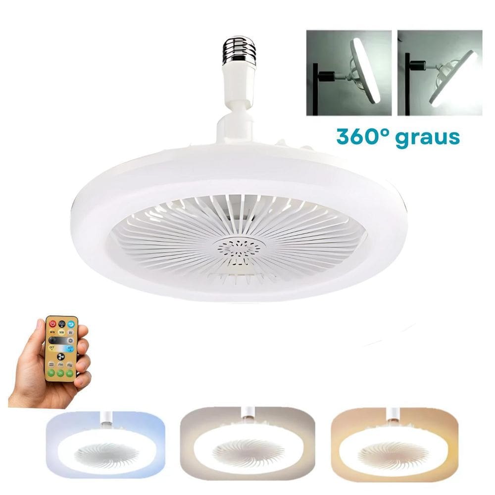 Ventilador De Teto Led E27 Com Luz Integrada 36W