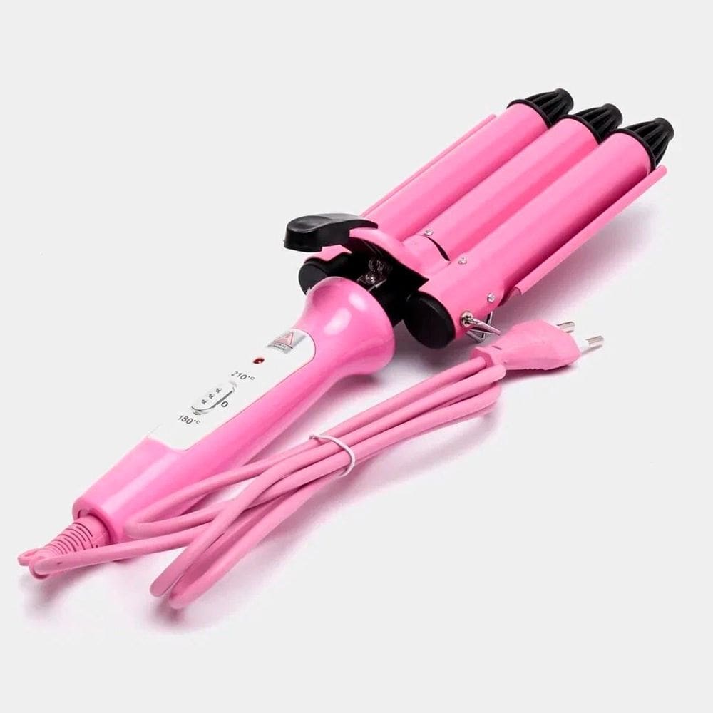 Cacheador Tri-Ondas Rosa Bivolt 25Mm Cabelo Ondulado De Sereia