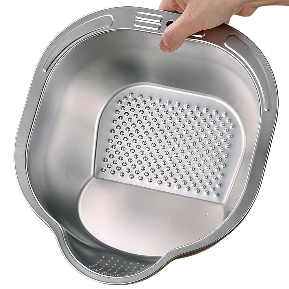 Escorredor Inox de Arroz Legumes Grao Verdura Frutas Multiuso Versatil Refeiçao Cozinha Preparo