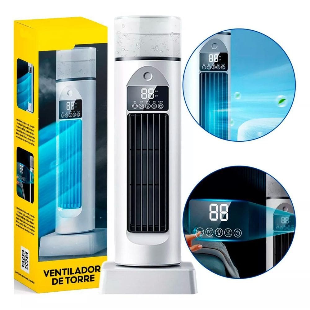 Ventilador Torre Silencioso Com Controle Remoto E Led