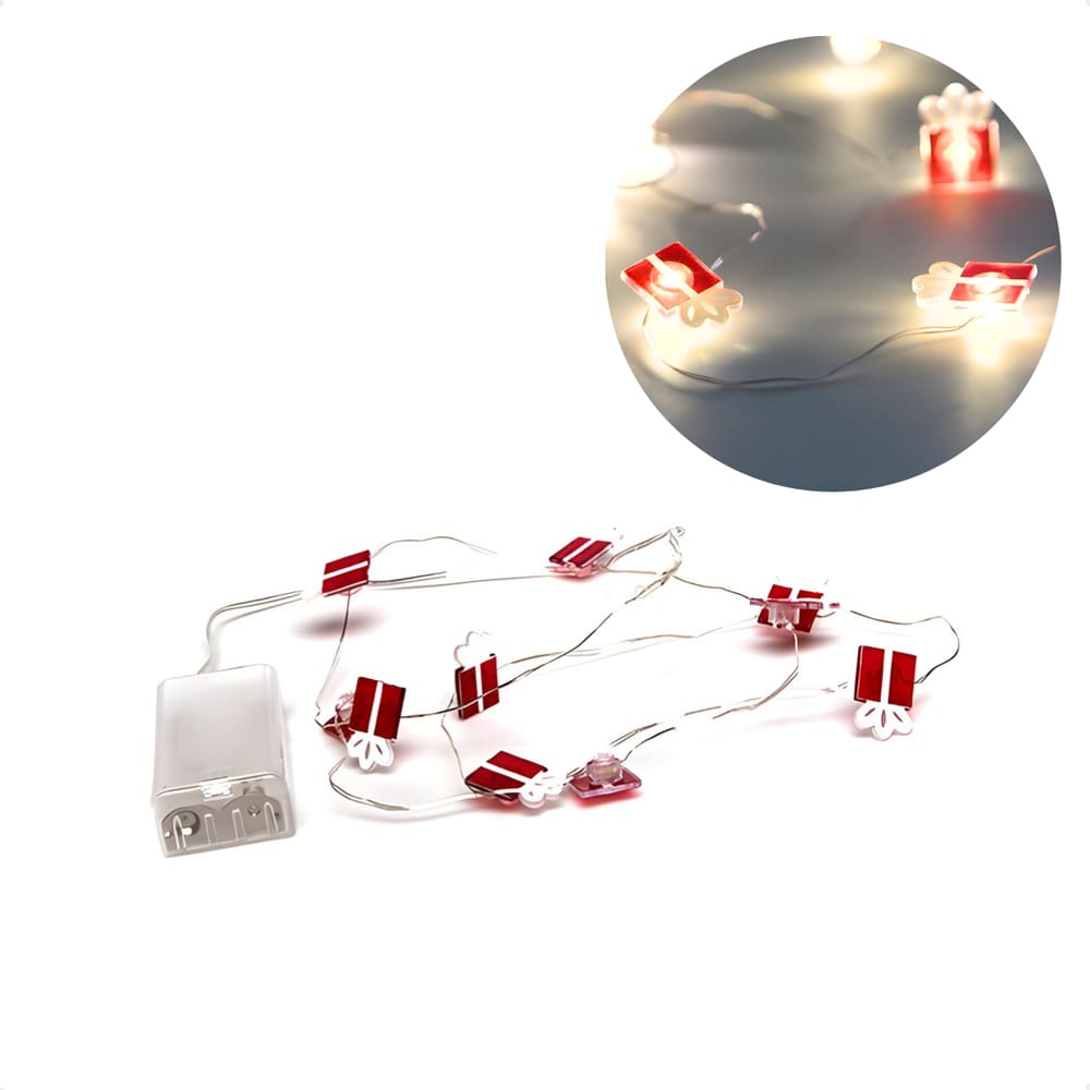 Cordão Luminoso Natalino 1 Metro Led 10 Mini Presentes Taschibra