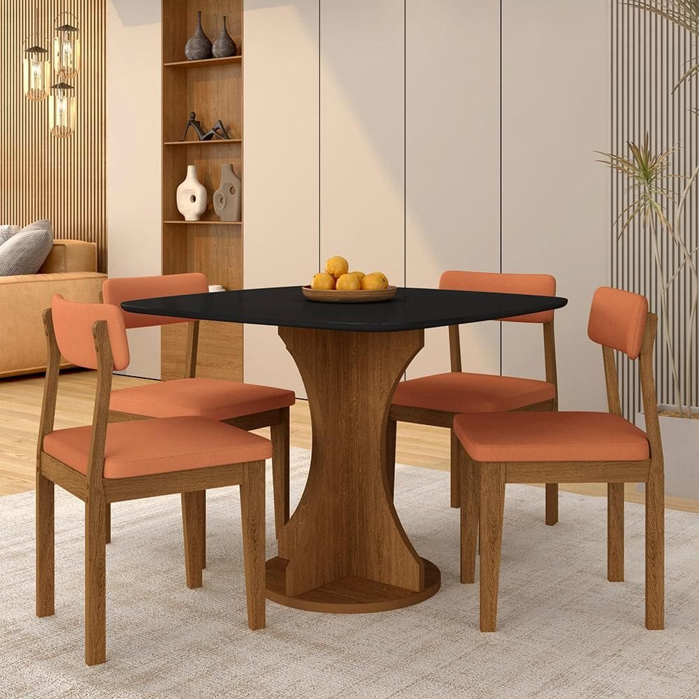 Mesa De Jantar Tampo Orgânico Marshall + 4 Cad. Fre/pto/s.terrac - M.a