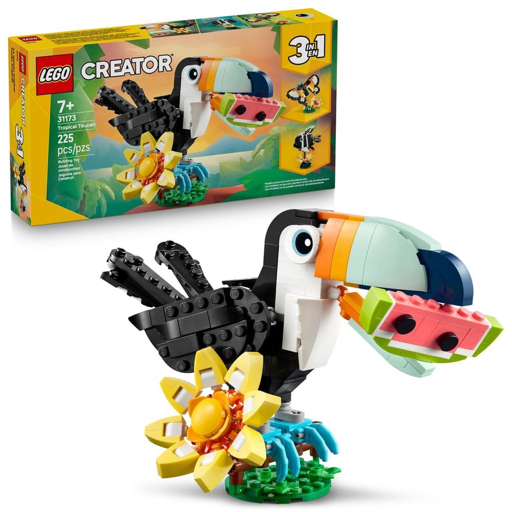 Brinquedo de construção LEGO Creator 3 em 1 Wild Animals Tropical Toucan