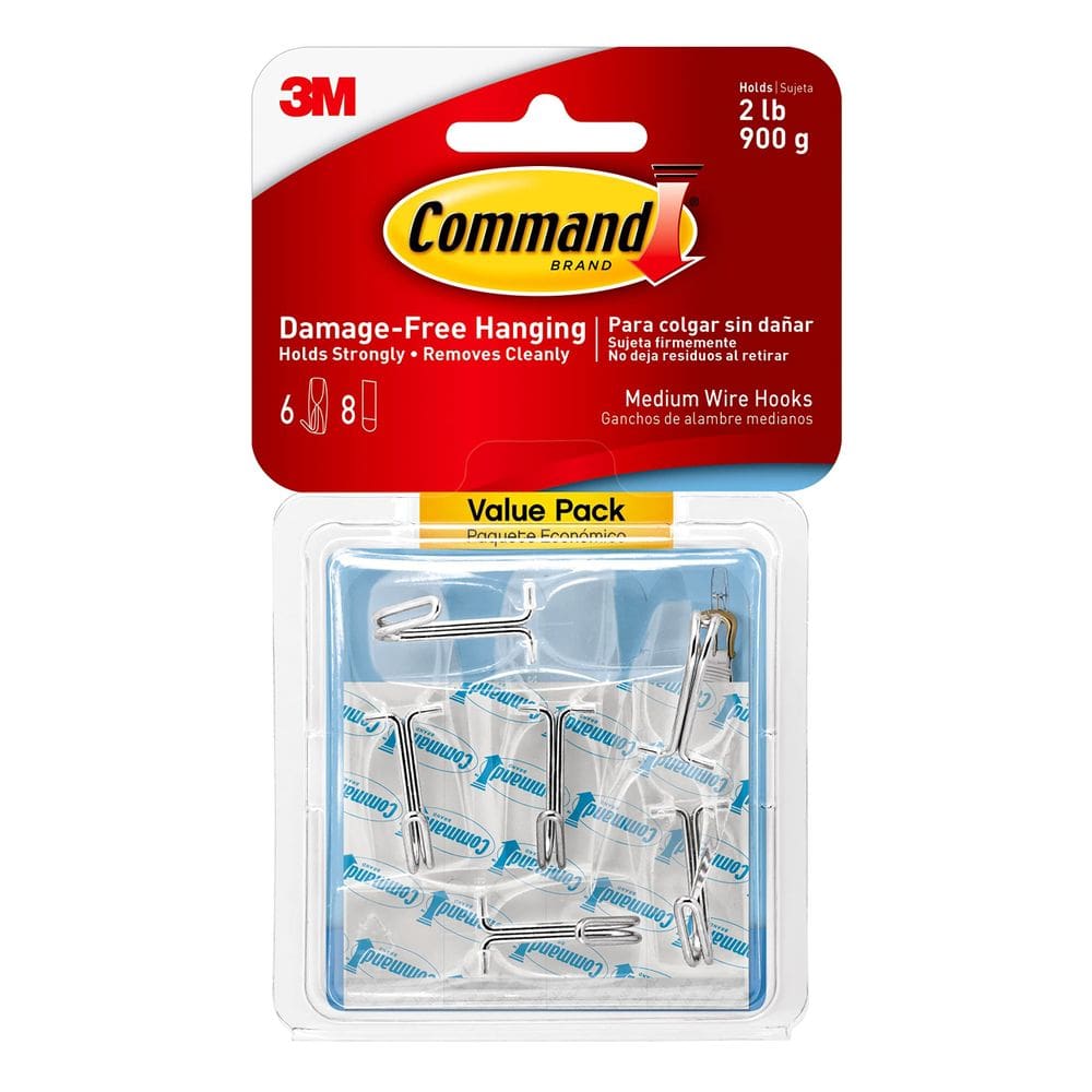 Ganchos de parede Command Medium Clear Wire Toggle 6 ganchos de 2 libras