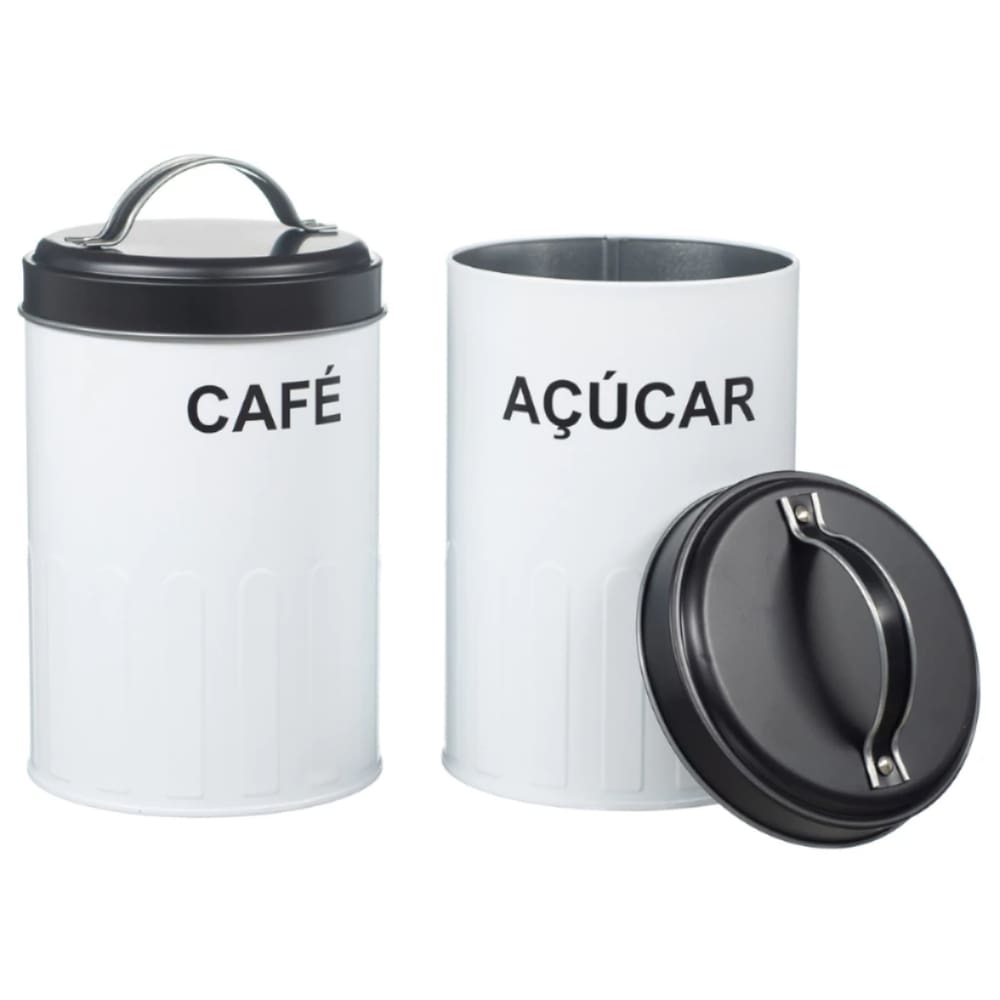 Kit 2 Potes Para Cozinha Conjuto Mantimentos Cafe e Açucar