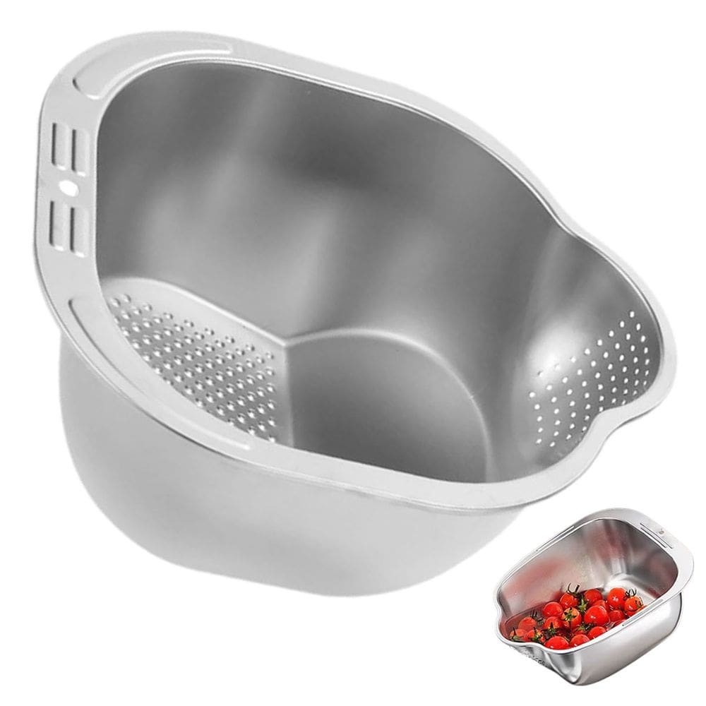 Escorredor de Arroz Inox Feijao Grao Fruta Legume Verdura Versatil Cozinha Preparo Higienico Resistente