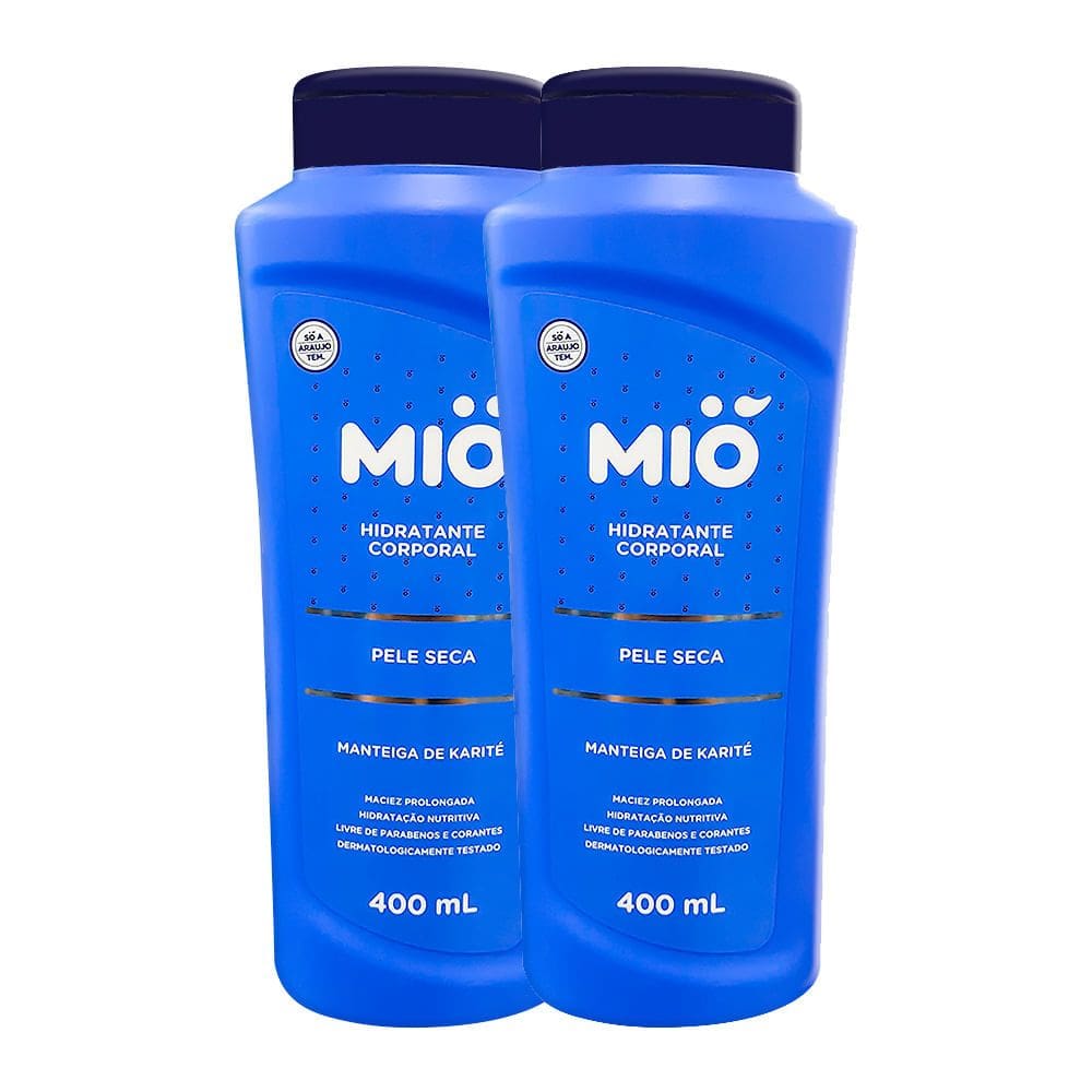 Kit 2 Loção Hidratante Mió Mãos e Corpo Manteiga de Karité Pele Seca 400ml