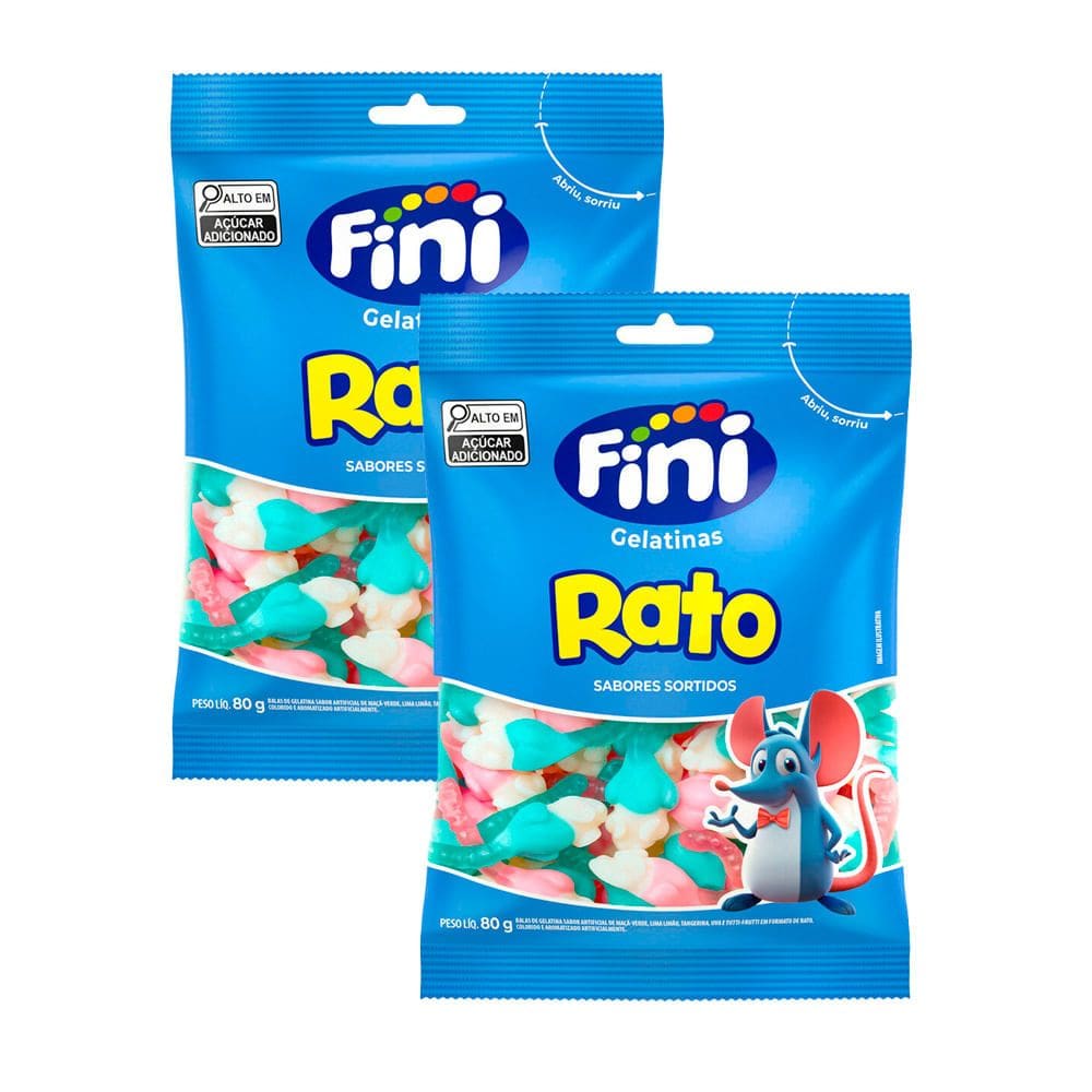 Kit 2 Balas Fini Gelatinas Rato Sabores 80g