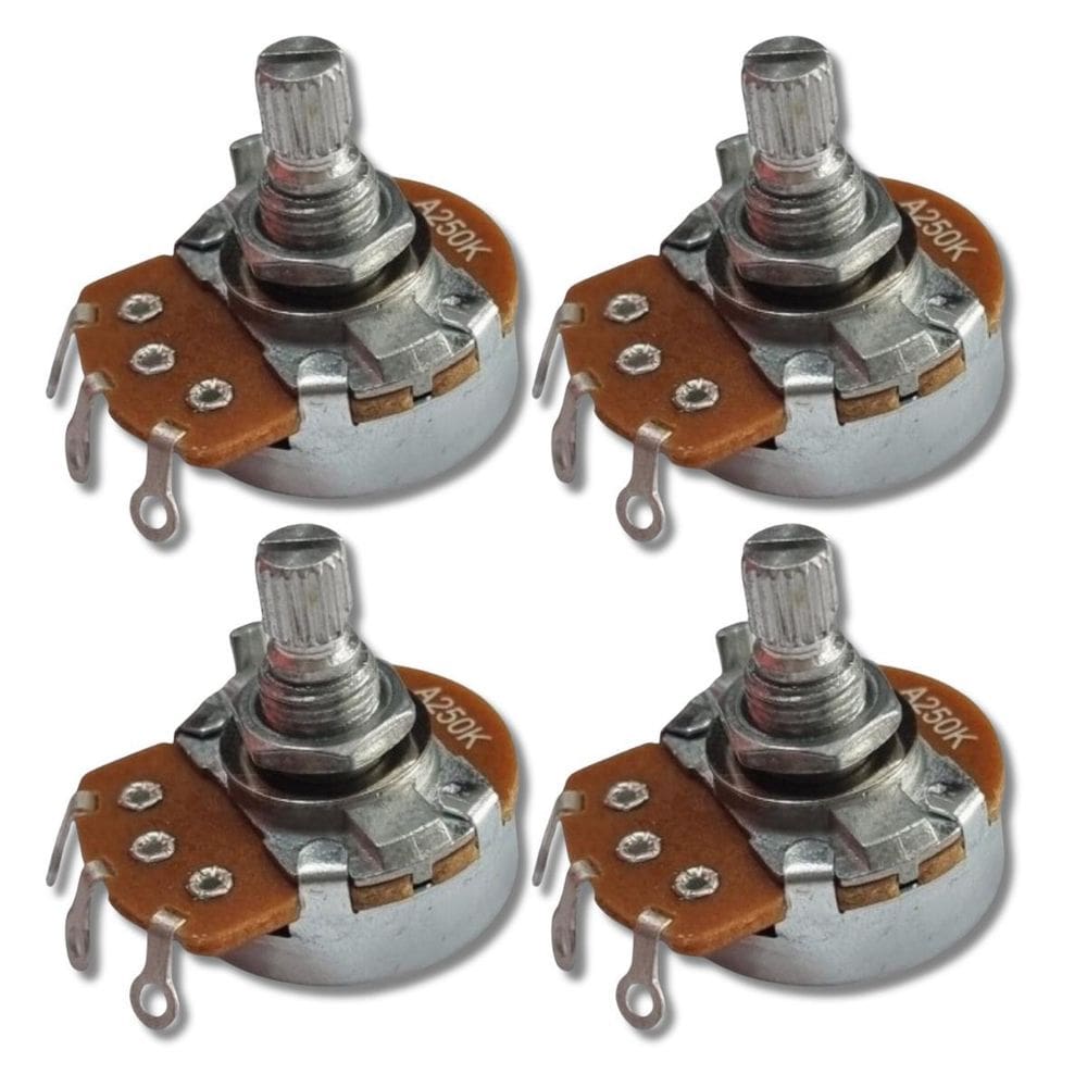 Kit 4 Potenciômetro 250K A L20 Rosca Alta Instrumento Alpha
