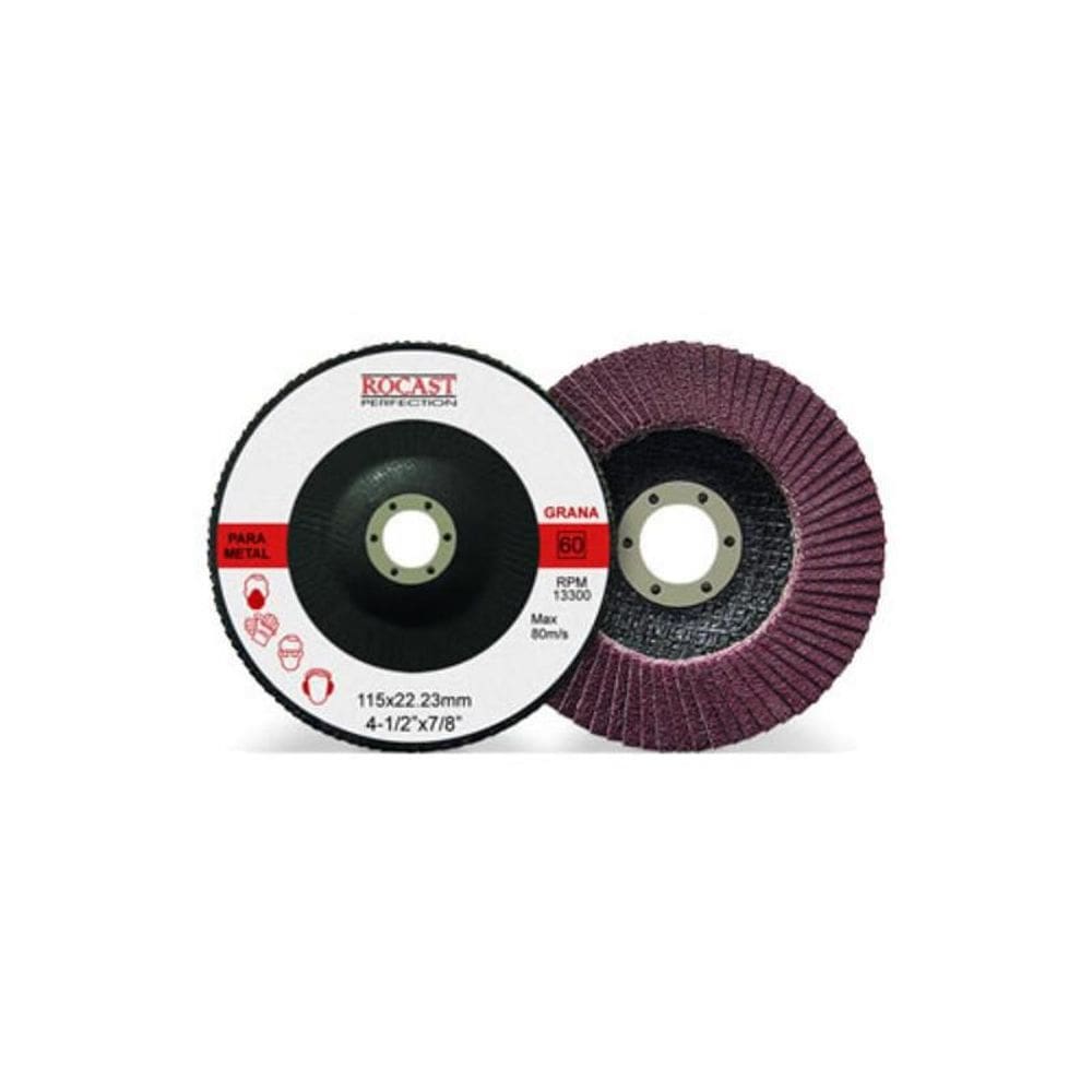 Disco De Lixa Flap Disc 115 X 22 Mm Grão 120 Rocast 102,0004