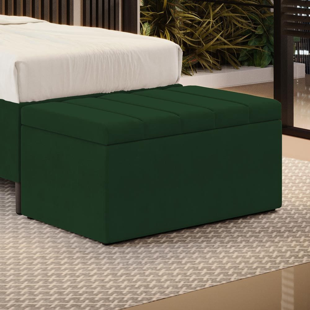 Calçadeira Baú Navi Para Cama de Solteiro 90cm no Tecido Veludo - Conforto e Elegância Aradecor