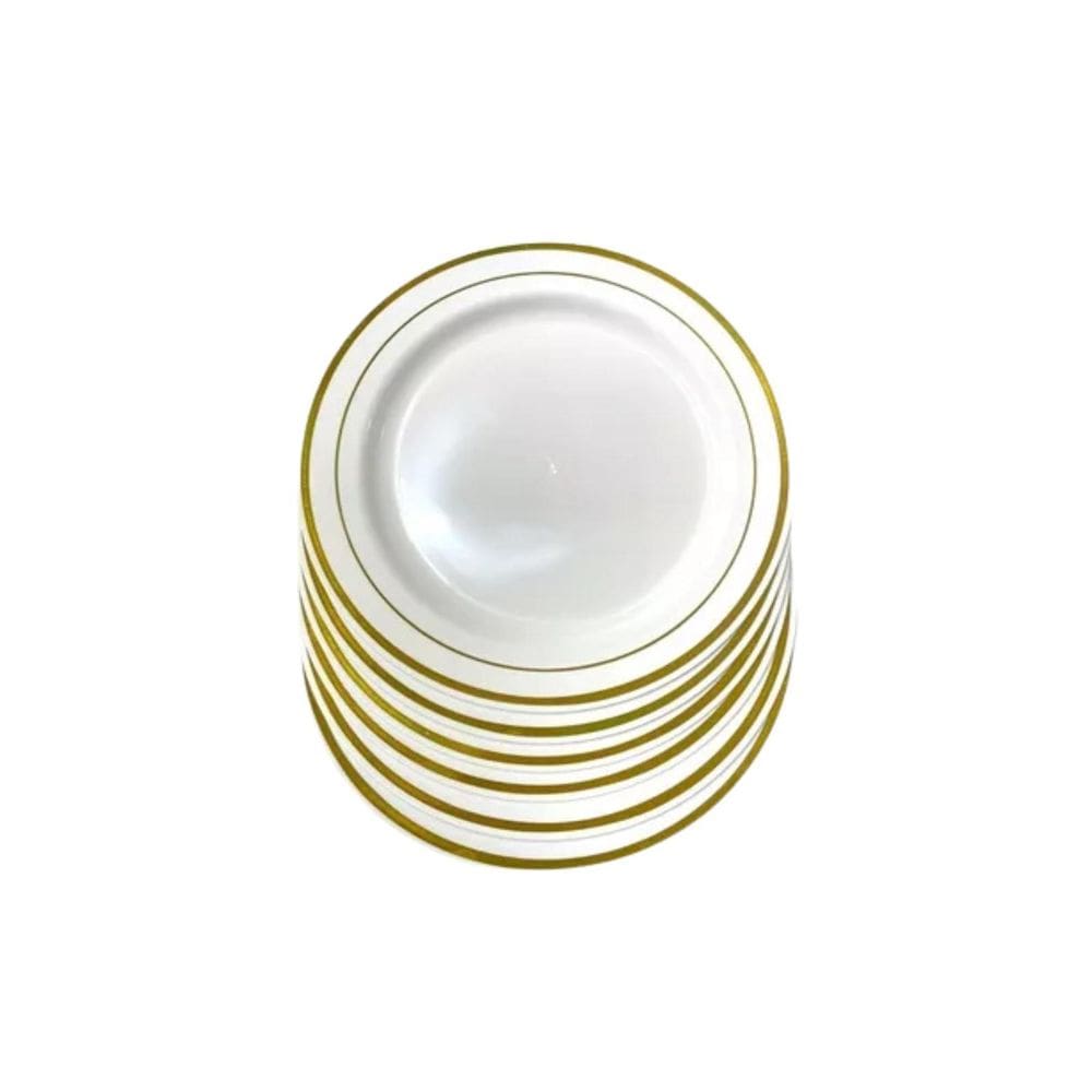 180 Pratos Sobremesa 19Cm Descartáveis De Luxo Plástico Gold
