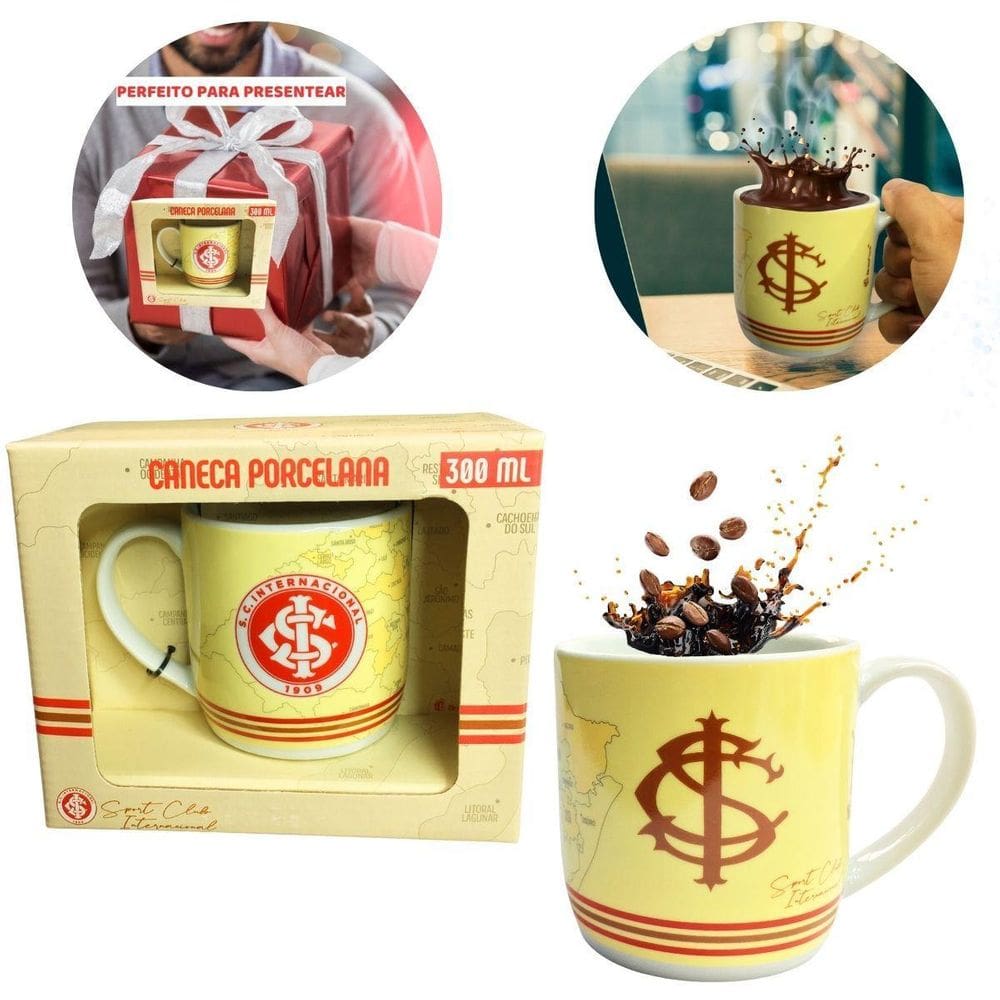 Caneca Xícara Porcelana Reforçada 300Ml Café Clube
