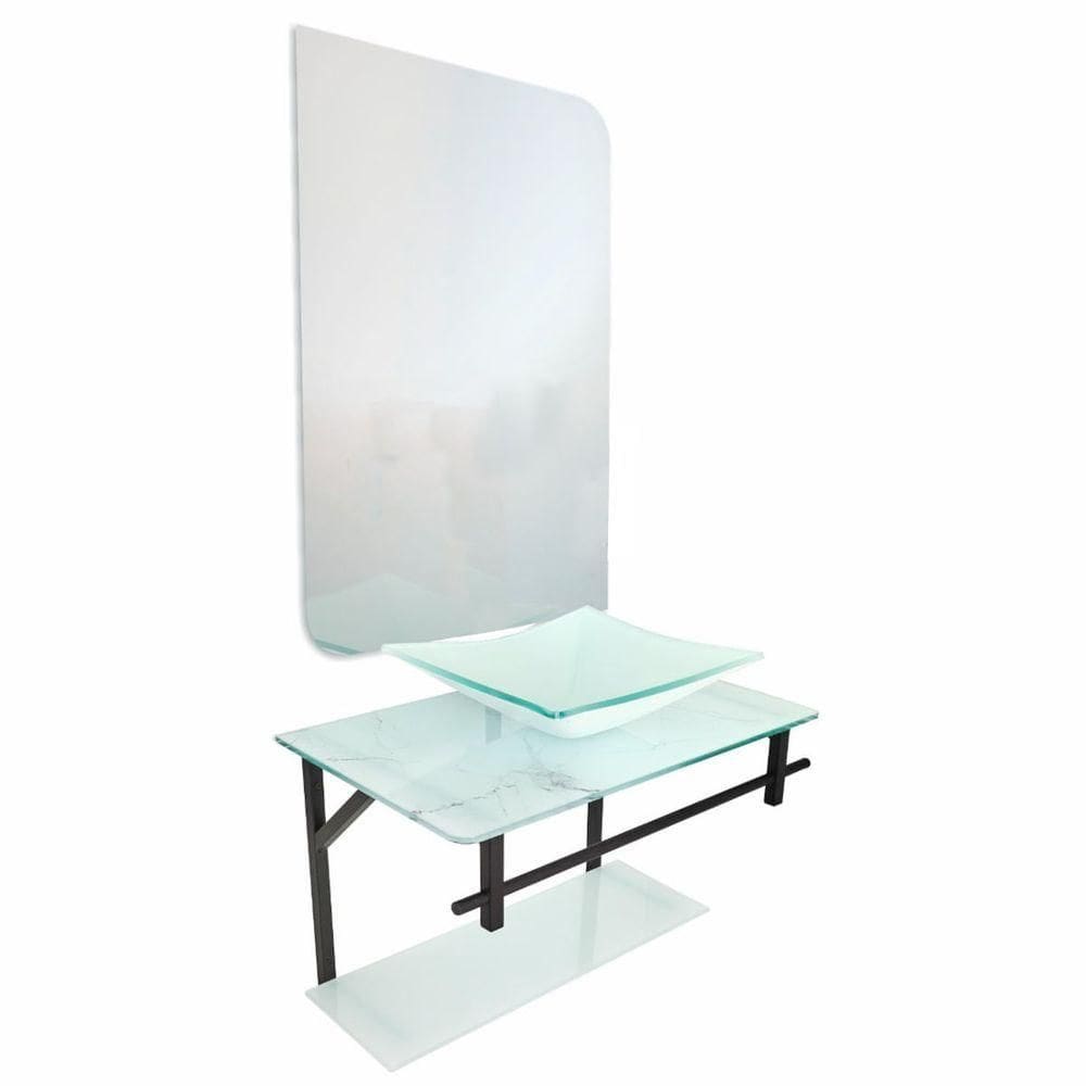 Lavatório Rubi Mármore 48x35cm Com Espelho Branco - 0174 - Dulluc