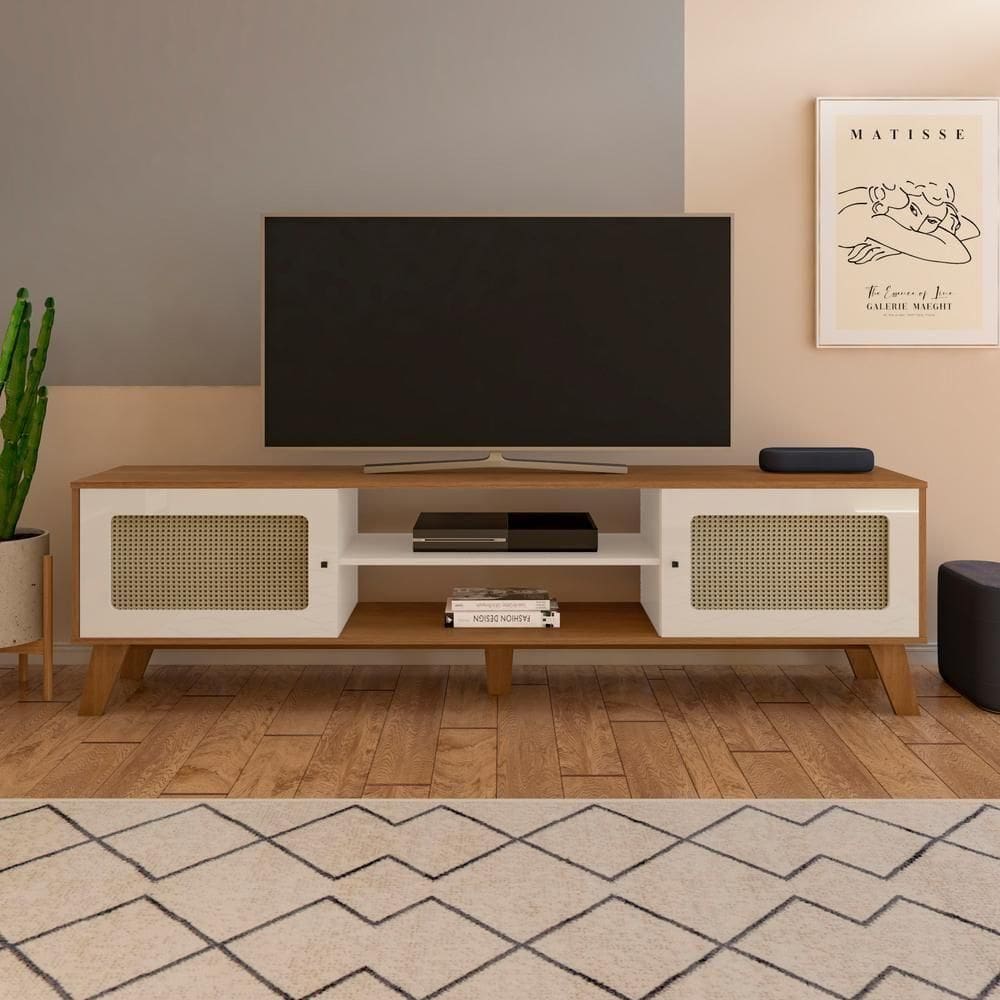 Rack Para Tvs Até 75 Polegadas 2 Portas Charlotte Cinamomo E Off White