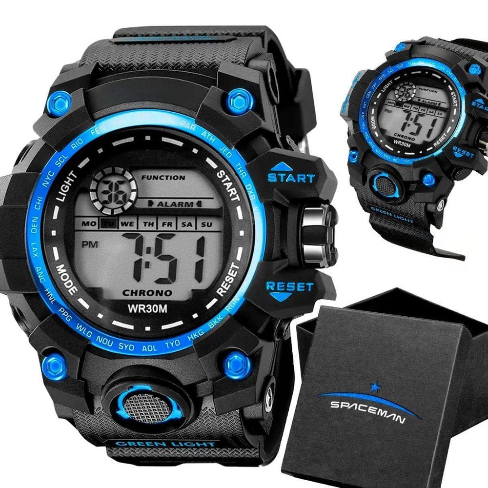 Relogio Digital Masculino Silicone Preto Prova Dagua + Caixa