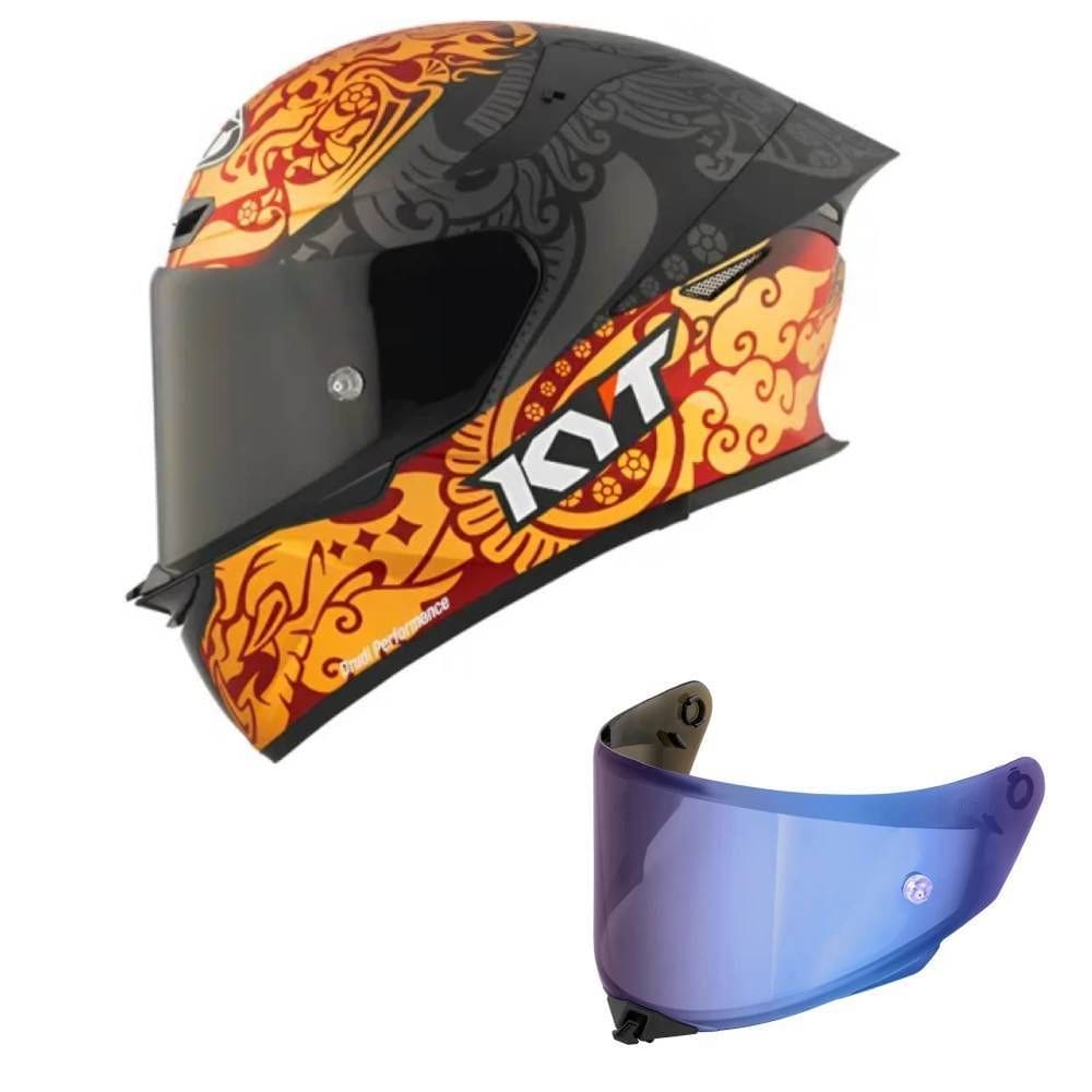 Capacete KYT TT Revo Enea Indonésia Réplica 2023 Mais Viseira Azul