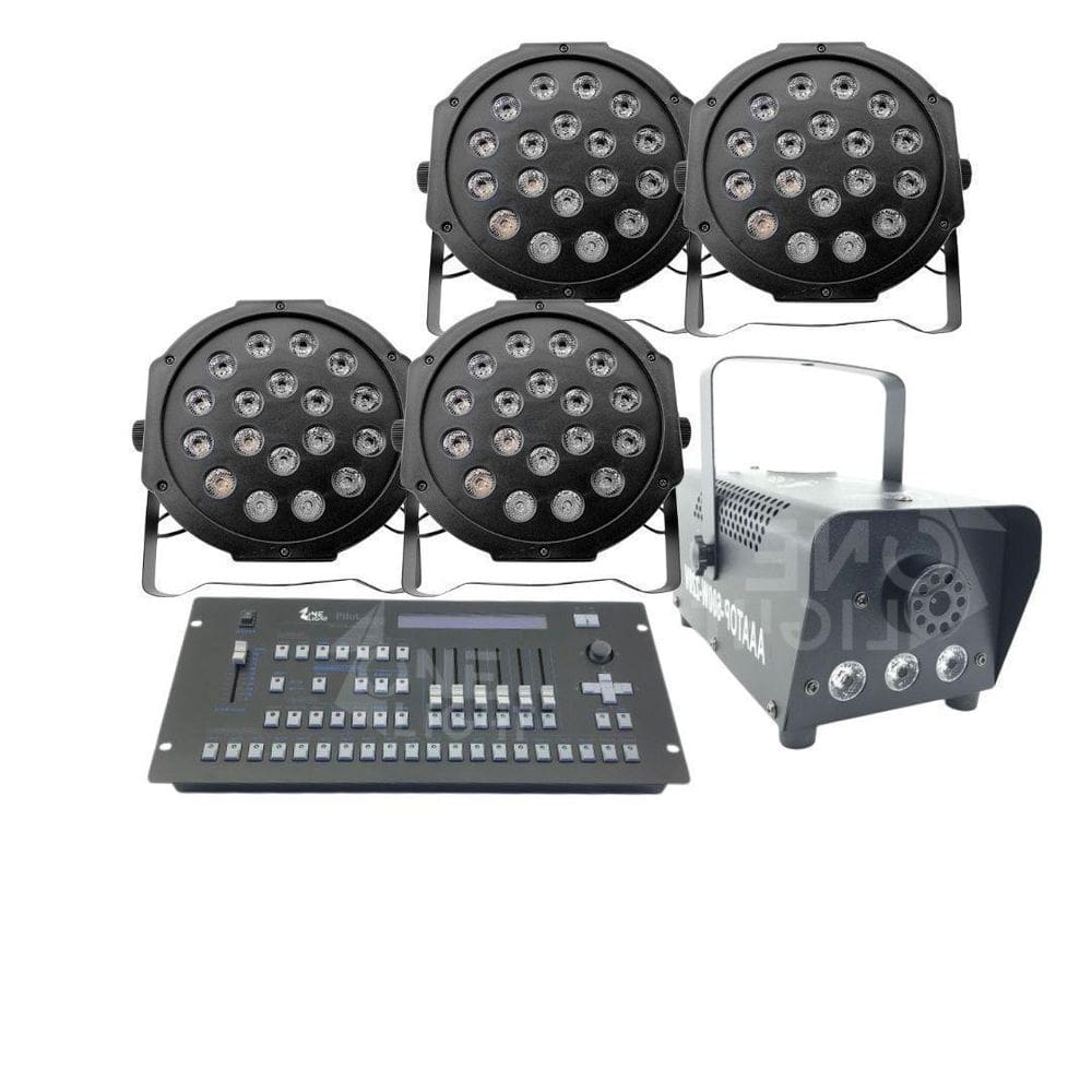 Kit 4 Par Led 18 Leds + Máquina De Fumaça 600W + Mesa Pilot