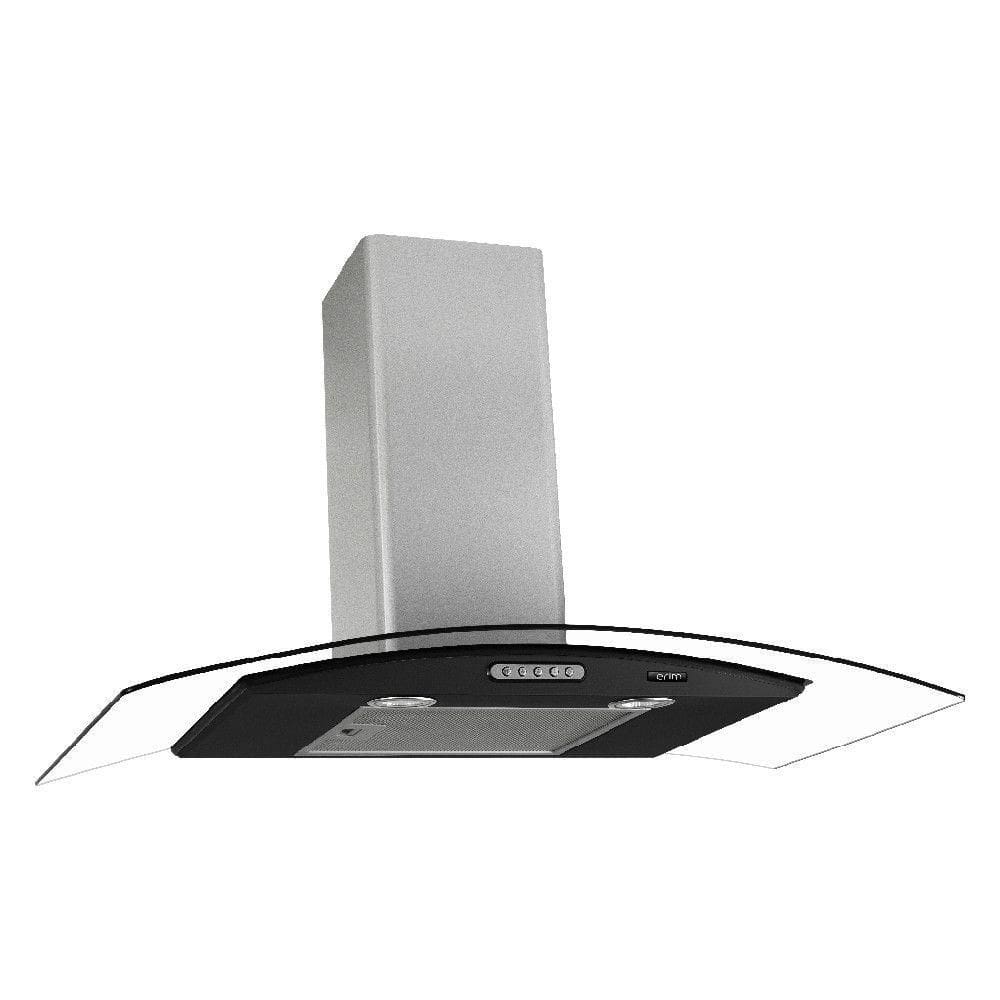 Coifa de Parede 90cm Vidro Curvo Terim Preto Com Inox 110V