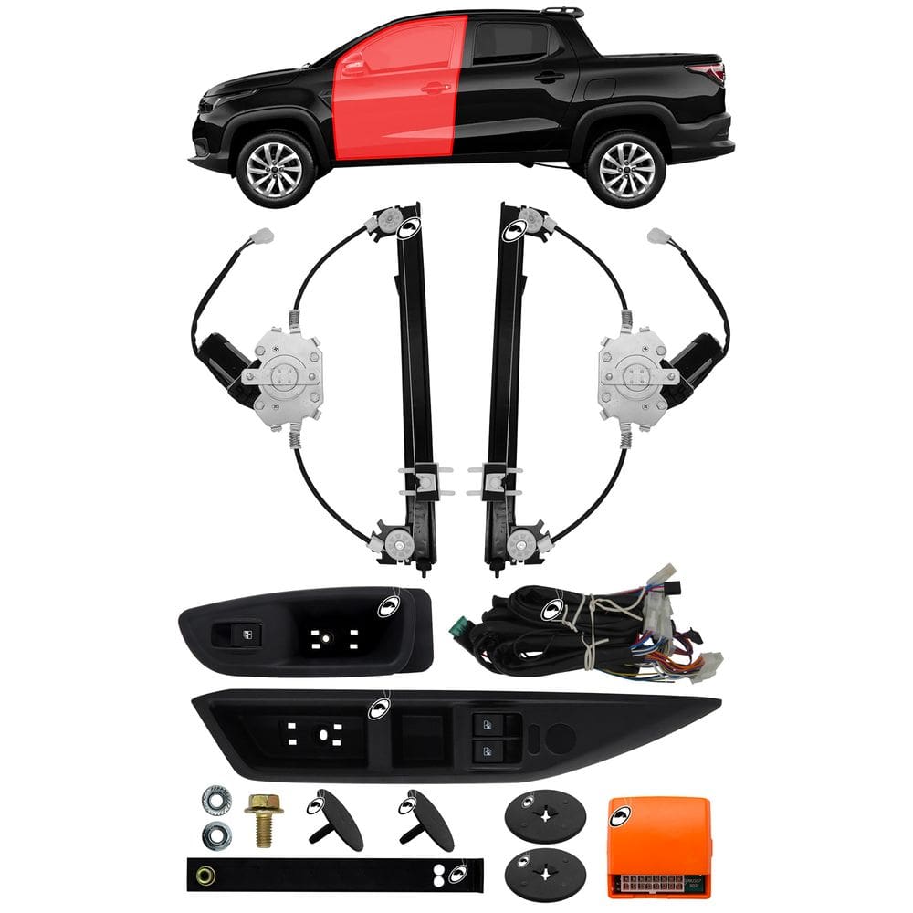 Kit Vidro Elétrico Strada 2020 a 2024 2 e 4 Portas Dianteiro Tragial