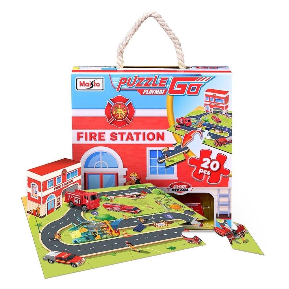 Carrinho Maisto Playmat Bombeiro Quebra-Cabeça Com Carrinho 12680