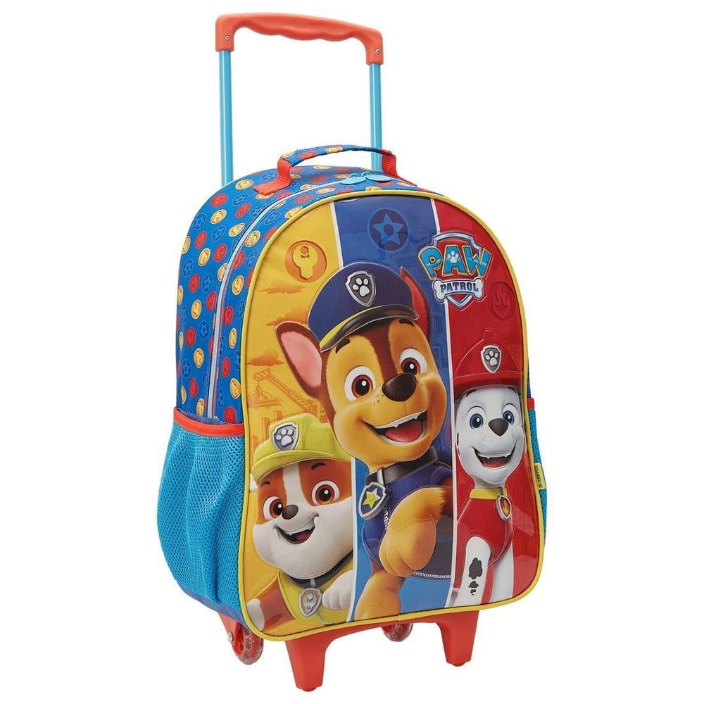 Mochila Infantil Patrulha Canina Mala Escolar Rodinhas Azul