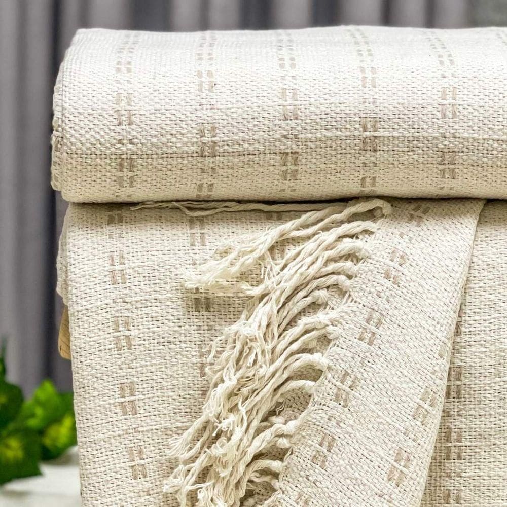 Manta Para Sofá Blocks 180cm X 240cm Cru-gelo