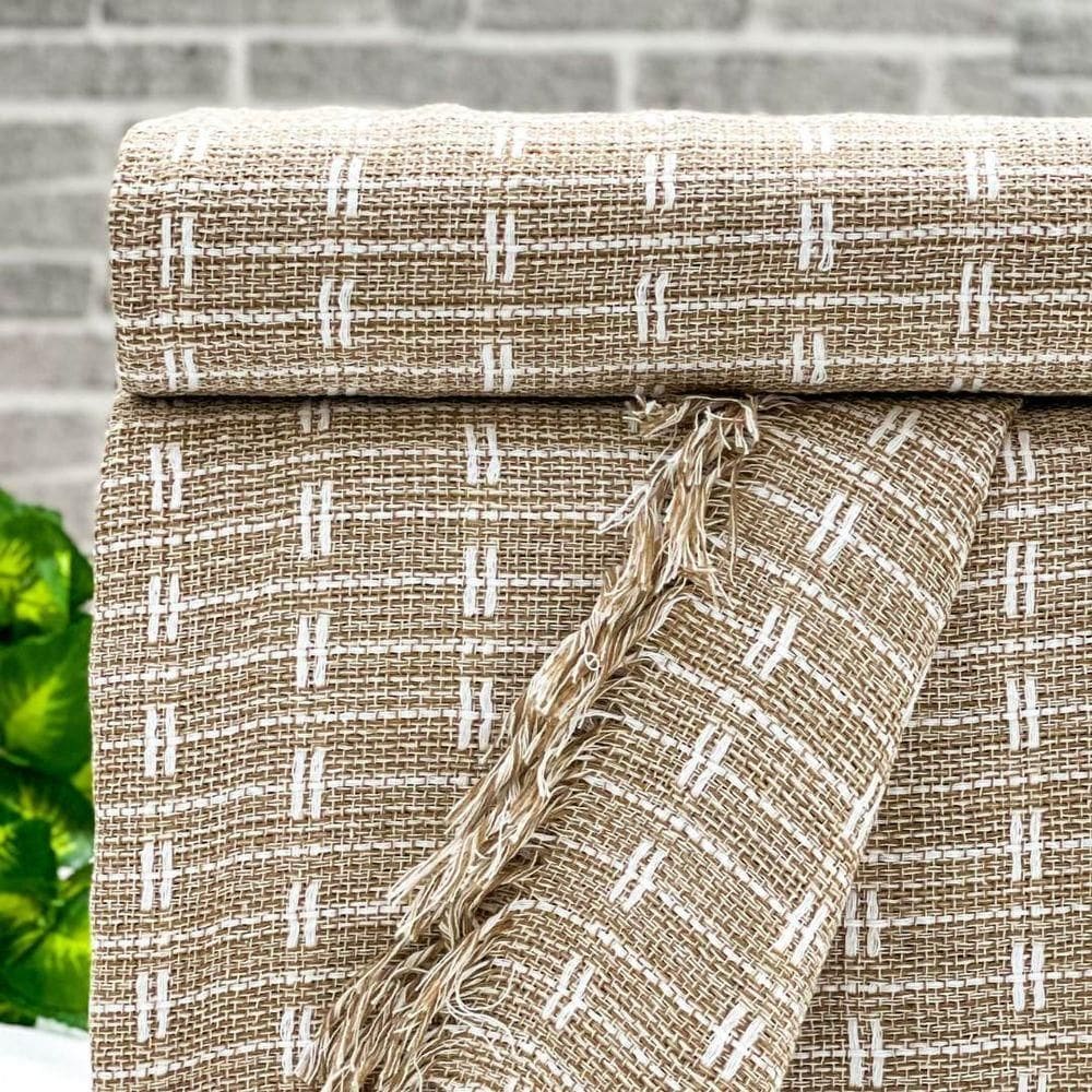 Manta Para Sofá Blocks 180cm X 240cm Mescla Caramelo-branco