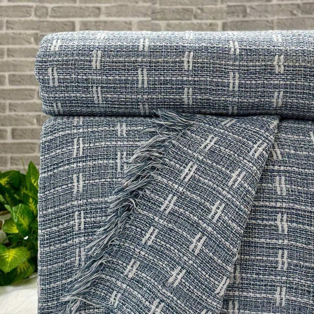 Manta Para Sofá Blocks 180cm X 240cm Azul Jeans