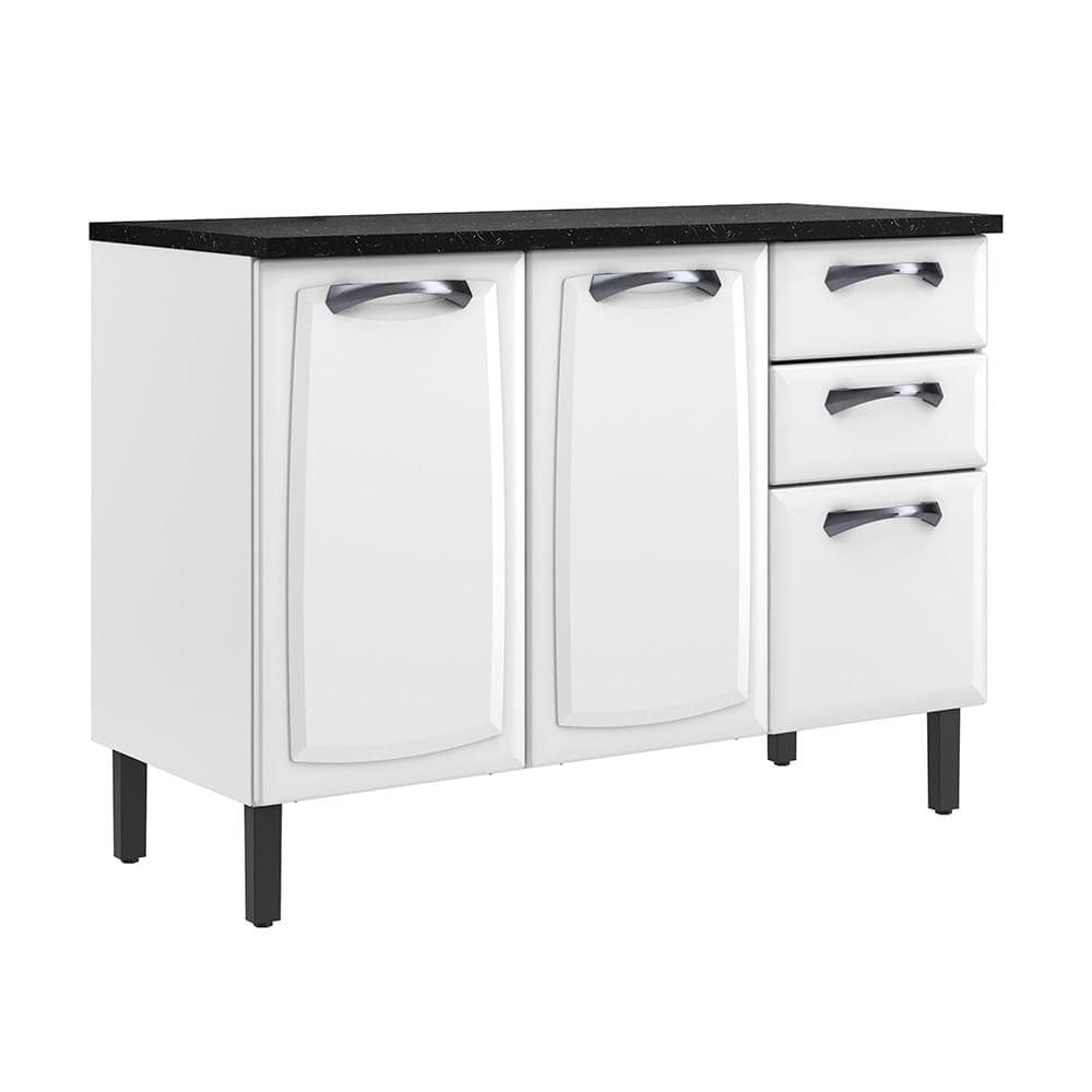 Balcão de Cozinha em Aço 3Portas 2Gavetas Branco New Premium