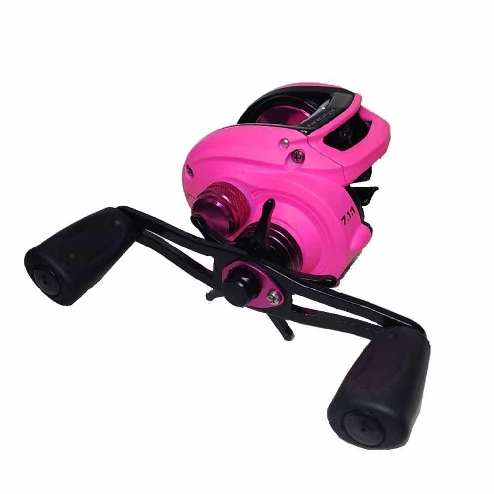 Carretilha Para Pesca Maruri Bronx Pink 11r Carretel Fundo Lado Da Manivela Direito