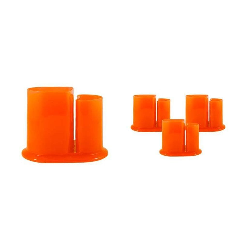 Kit 4 Porta Lápis Duo Alaranjado Plástico