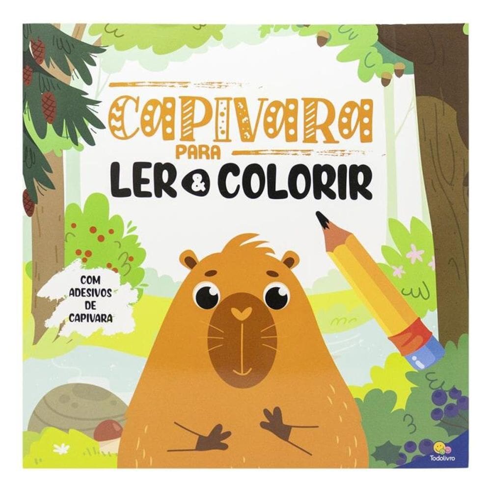 Capivara para Ler & Colorir com Adesivos