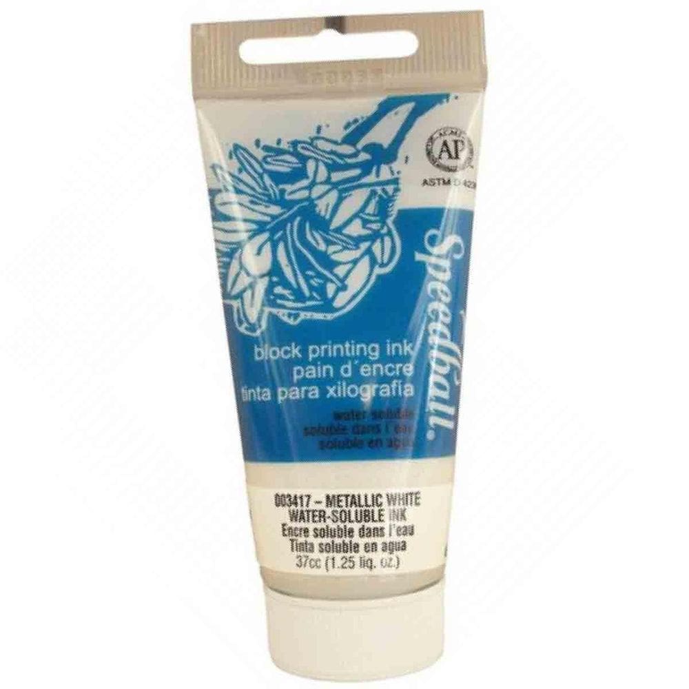 Tinta Xilogravura Speedball Base Agua 3417 Metal White 37Ml