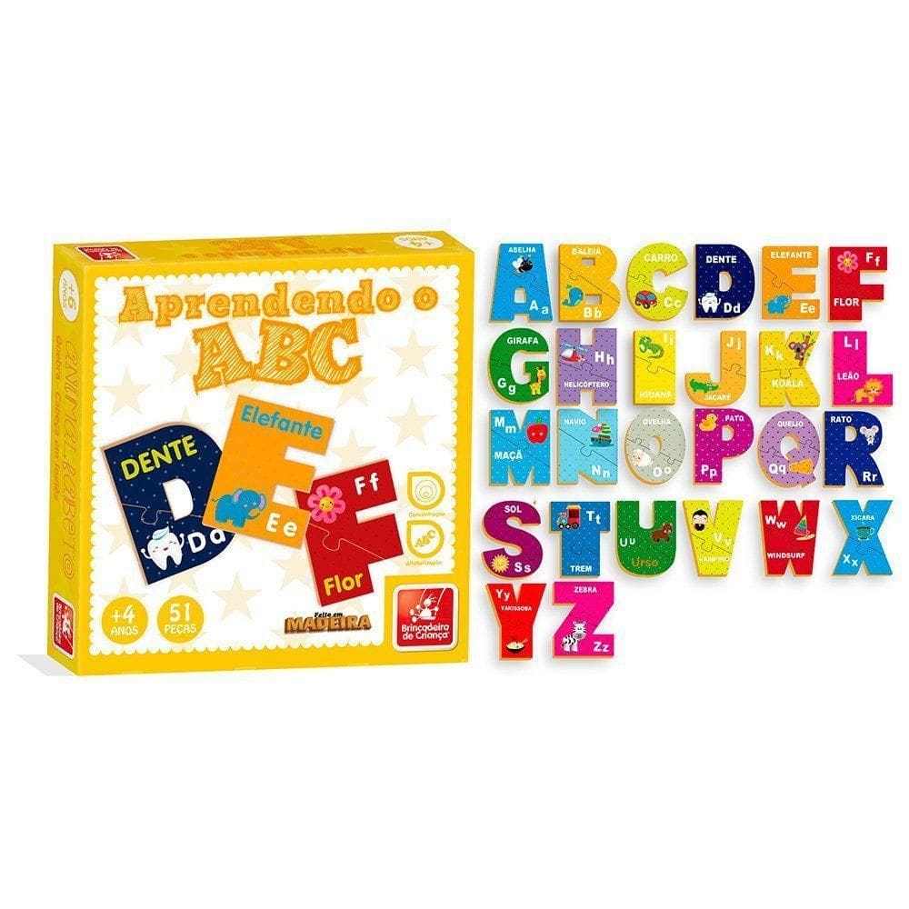 Jogo Aprendendo O Abc - Madeira - 195 - Brincadeira De Criança