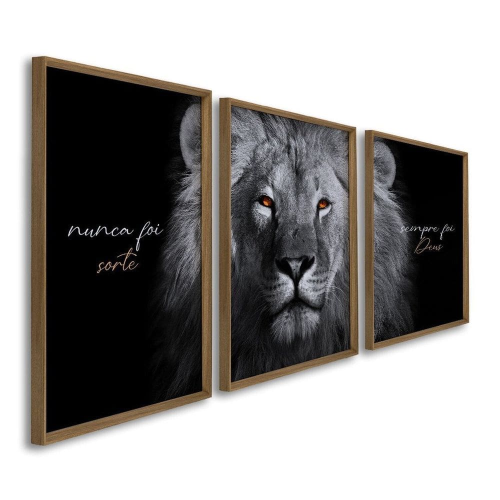 Quadro Decorativo Religioso Nunca Foi Sorte 3 Telas 60x90cm para Sala Hall Quarto