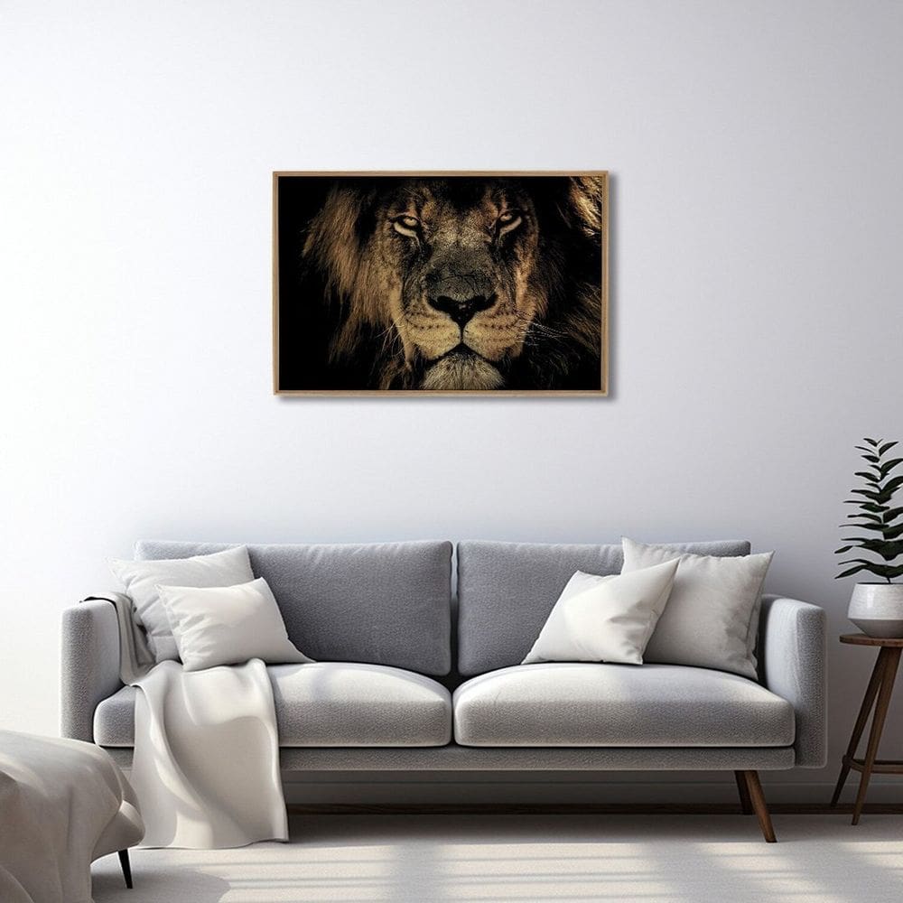 Quadro Decorativo Leão Imponente 1 Tela 60x90 para Sala Quarto Hall
