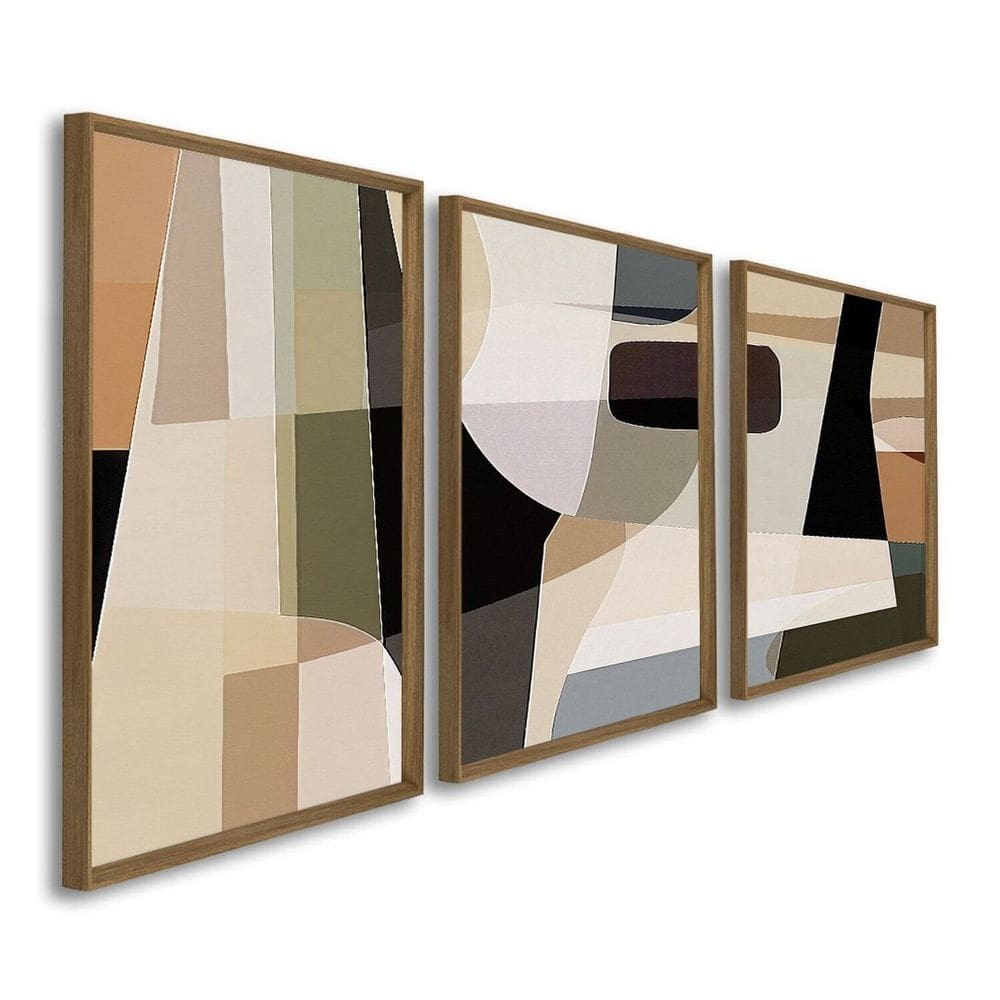 Quadro Decorativo Geométrico Abstrato 3 Telas 60x90cm para Sala Quarto Escritório