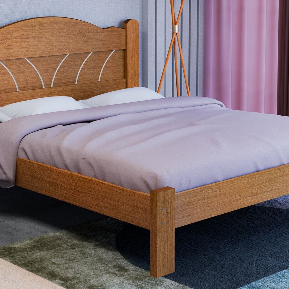 Cama de Casal 100% Mdf 107,5cm X 144cm Alice Naturale