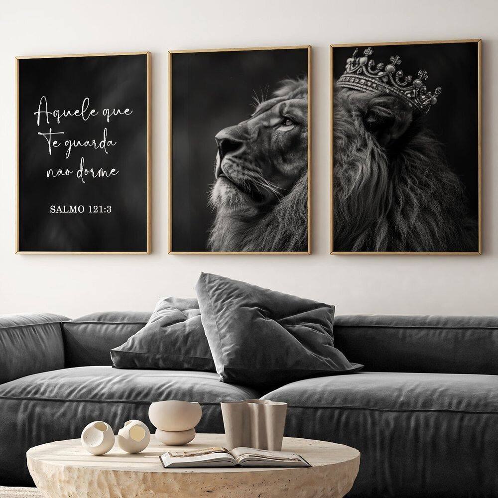 Quadro Decorativo Religioso Nunca Foi Sorte, Sempre Foi Deus 3 Telas 60x90cm para Sala, Hall