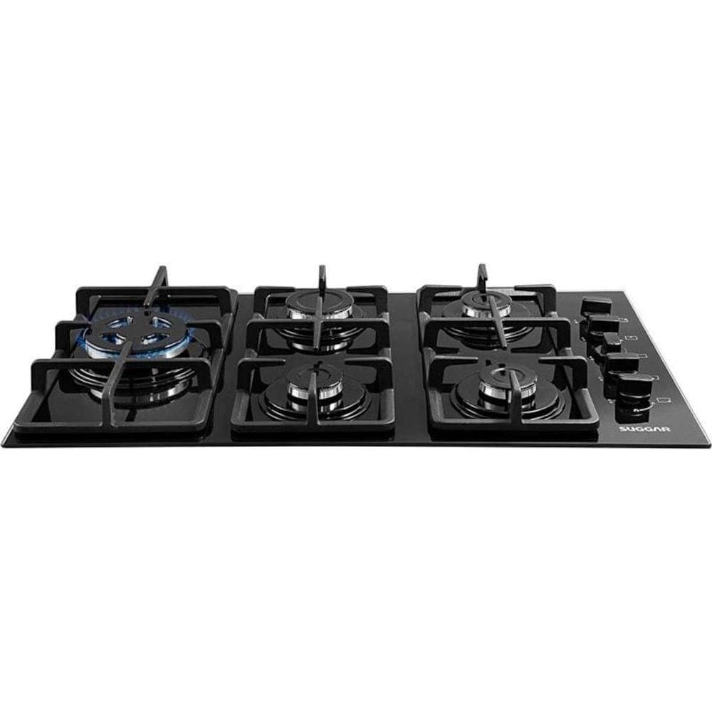 Fogão De Mesa Cooktop 5 Queimadores Preto Bivolt Suggar Bivolt