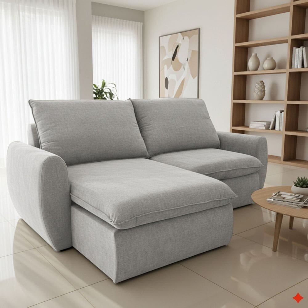 Sofá Retrátil e Reclinável 270cm Cúbica Pietro Cinza Claro